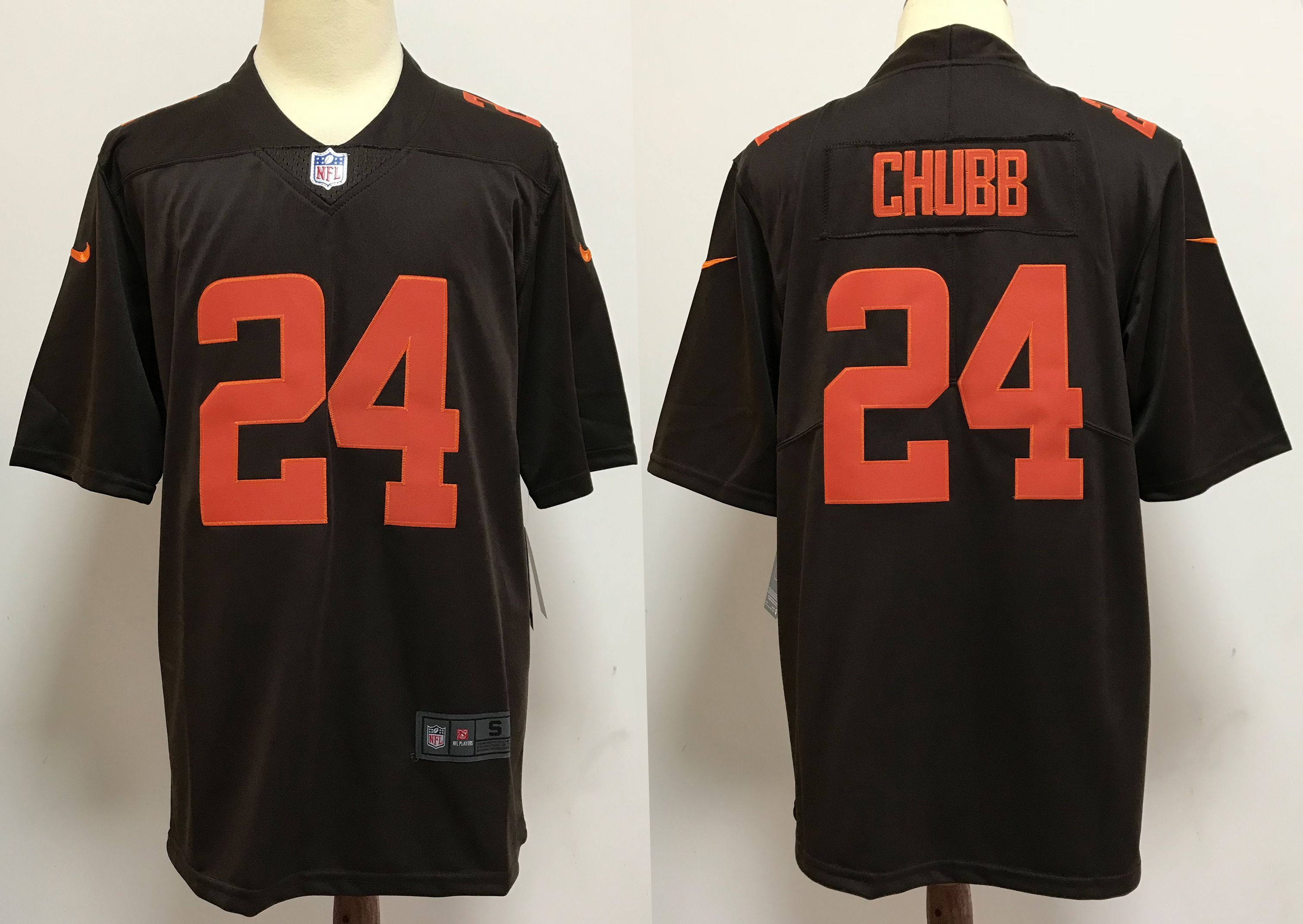 Men Cleveland Browns #24 Chubb brown orange Nike Vapor Untouchable Stitched Limited NFL Jerseys